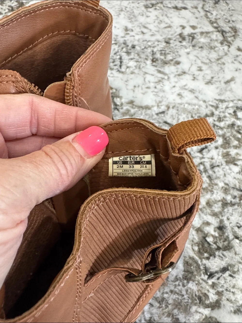 Carter's Girls Brown Heart Buckle Ankle Boots
